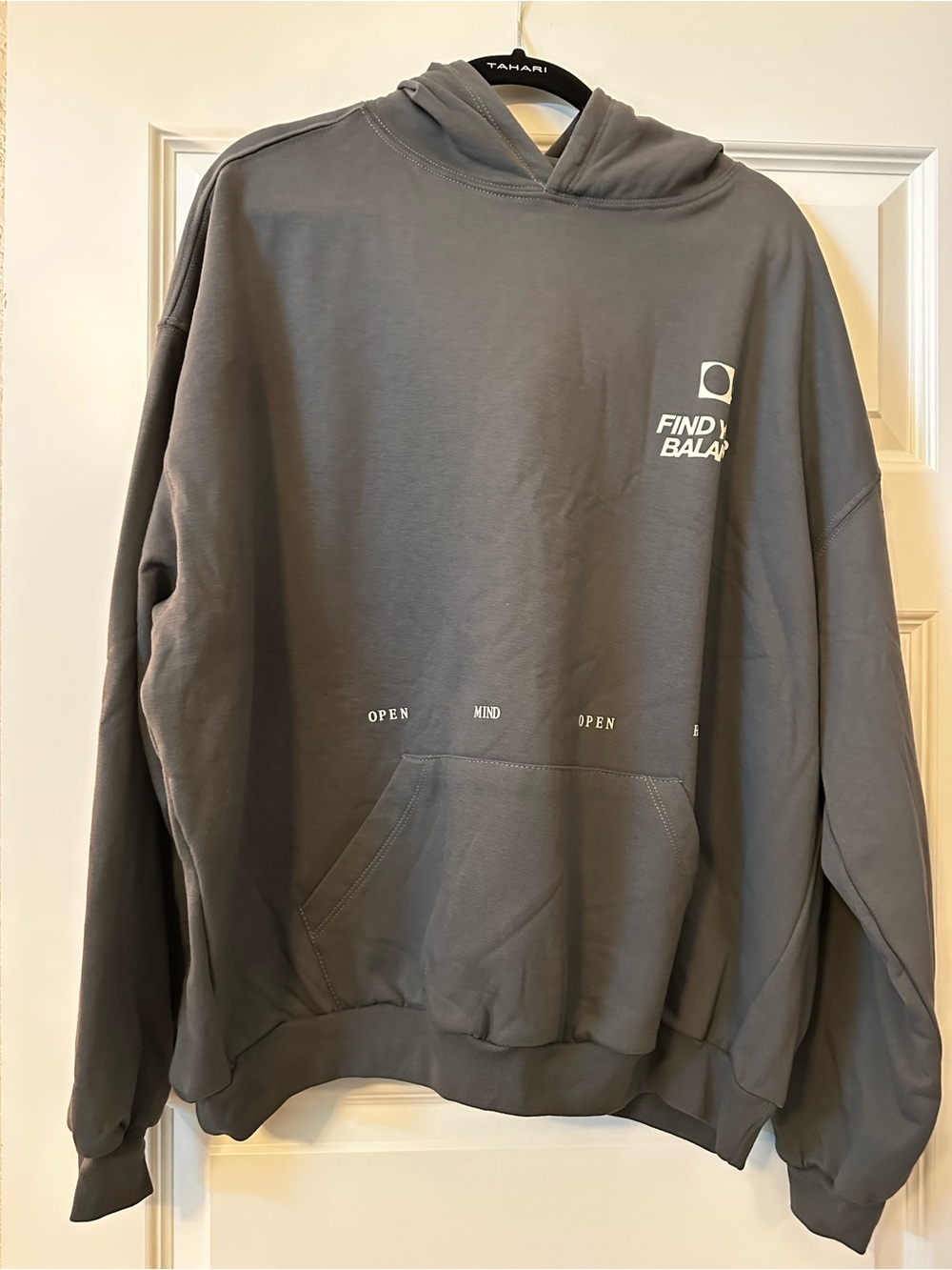LONELY GHOST Gray Hooded Sweatshirt with 'Find Balance' Print